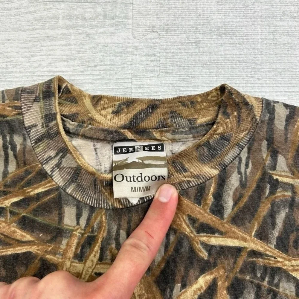 Vintage Jerzees Outdoors Camo Shirt Adult Medium Grass Camouflage Long Sleeve‎